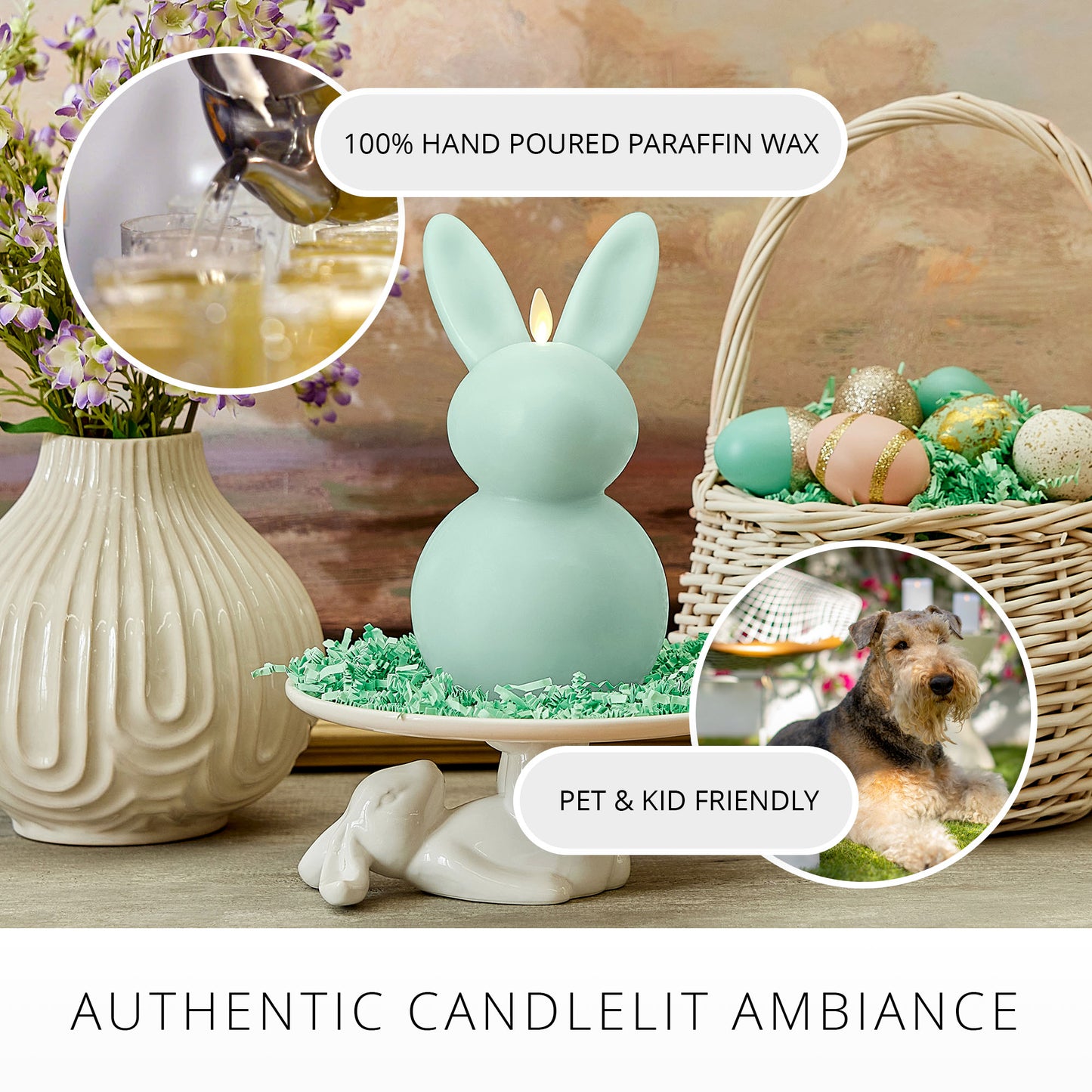 Fresh Mint Flameless Candle Easter Bunny Rabbit