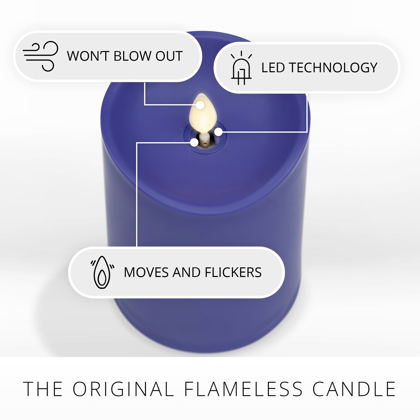 Vivid Ultramarine Outdoor Flameless Candle Pillar