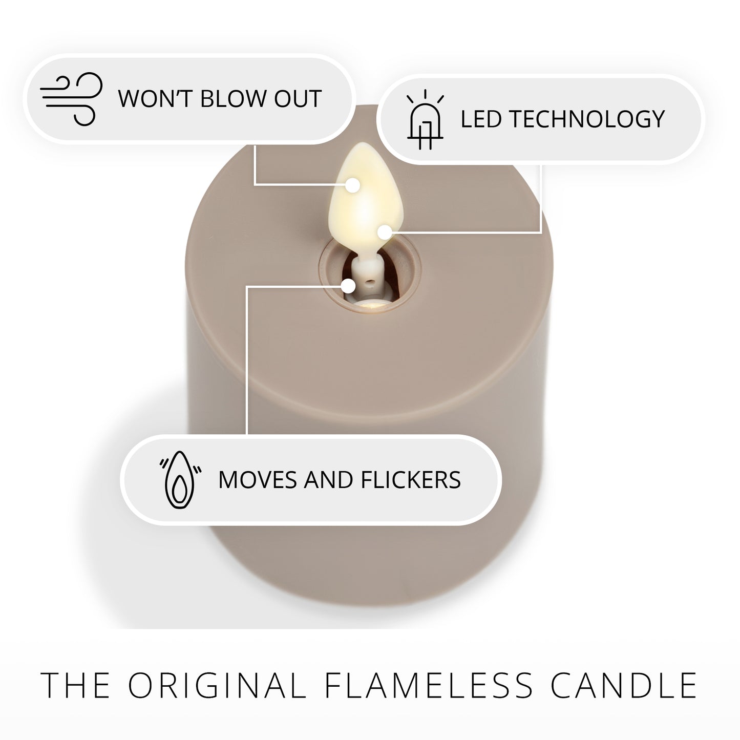 Timeless Taupe Outdoor Flameless Candle Votive