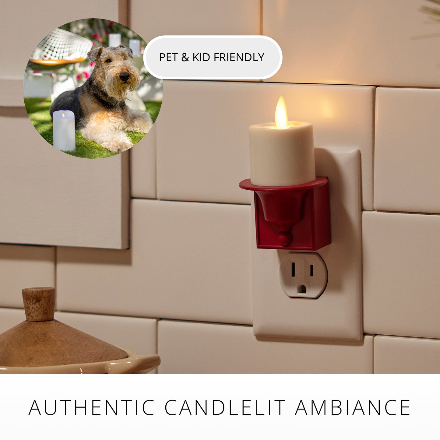 Holiday Red Flameless Candle Nightlight