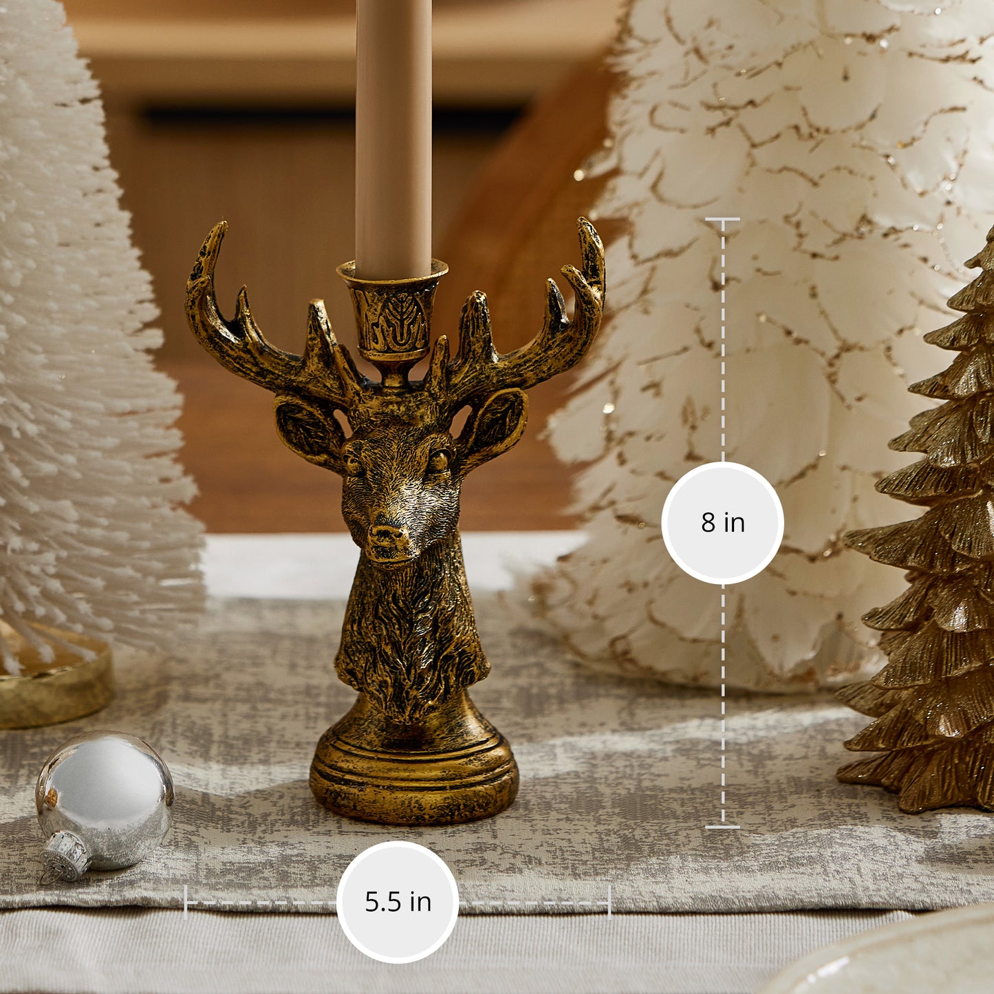 Brass Reindeer Taper Holder