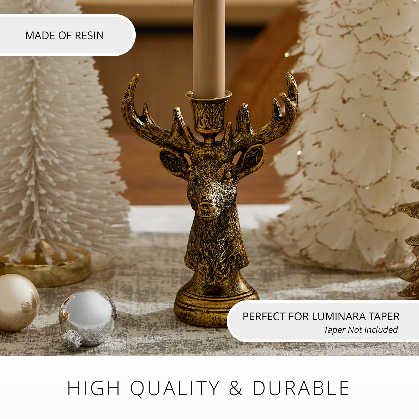 Brass Reindeer Taper Holder
