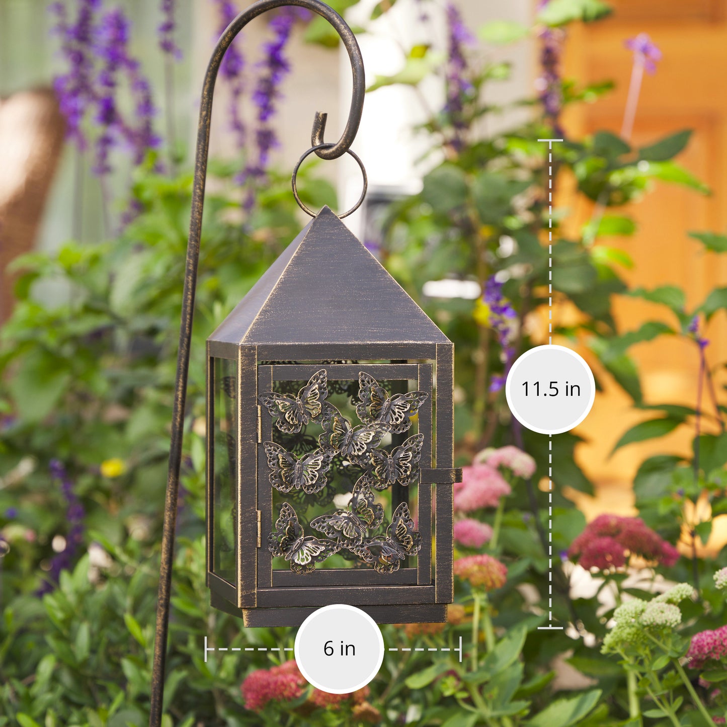 11.5" Butterfly Lantern with 38" Shepherd's Hook (Lantern Only)