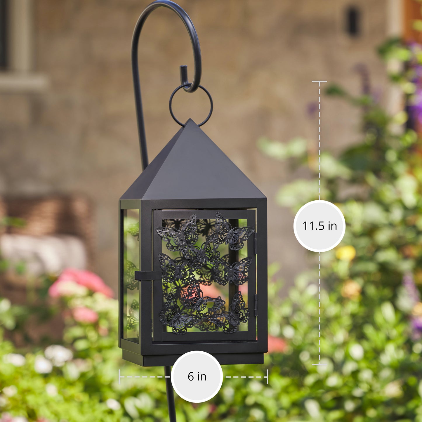 11.5" Butterfly Lantern with 38" Shepherd's Hook (Lantern Only)
