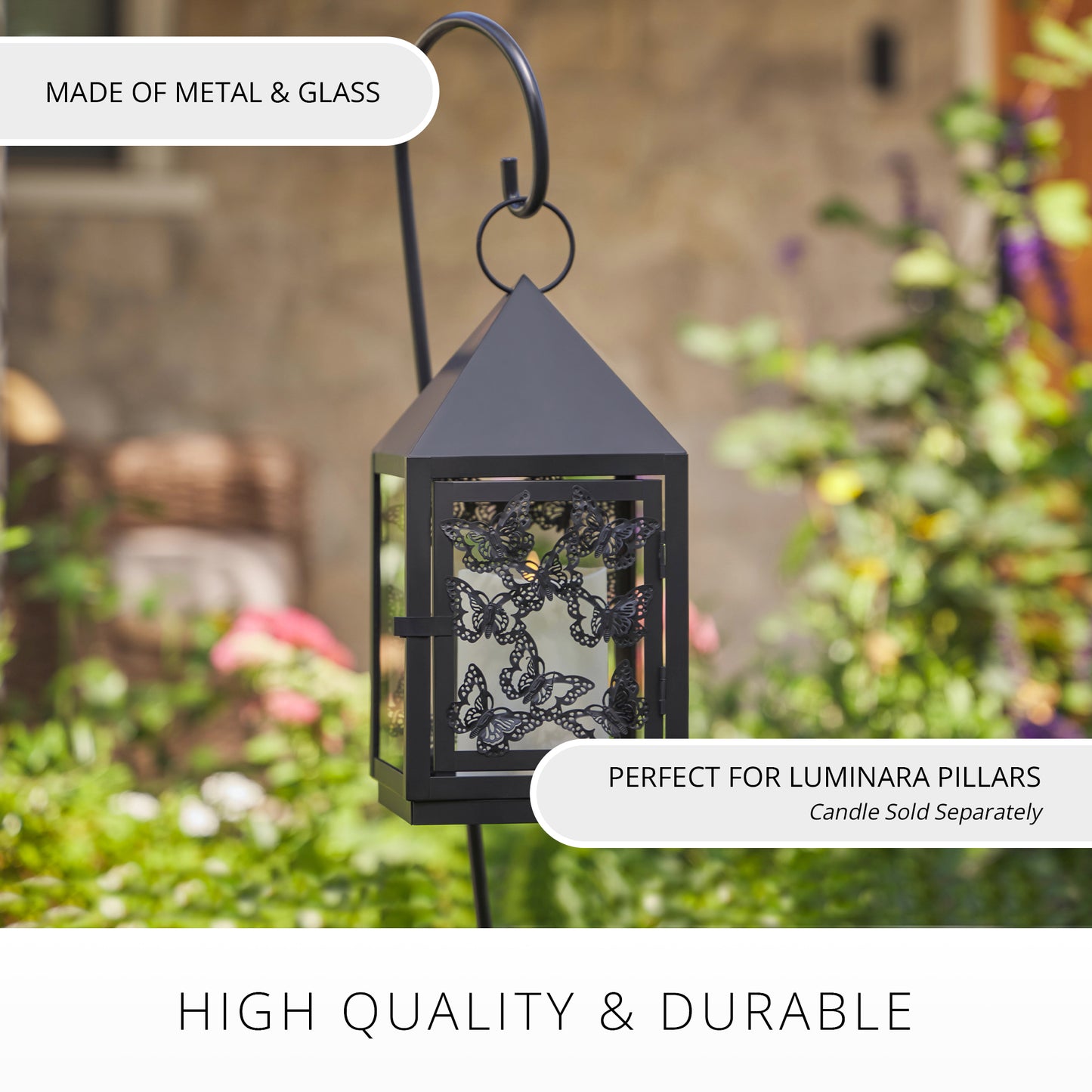 11.5" Butterfly Lantern with 38" Shepherd's Hook (Lantern Only)