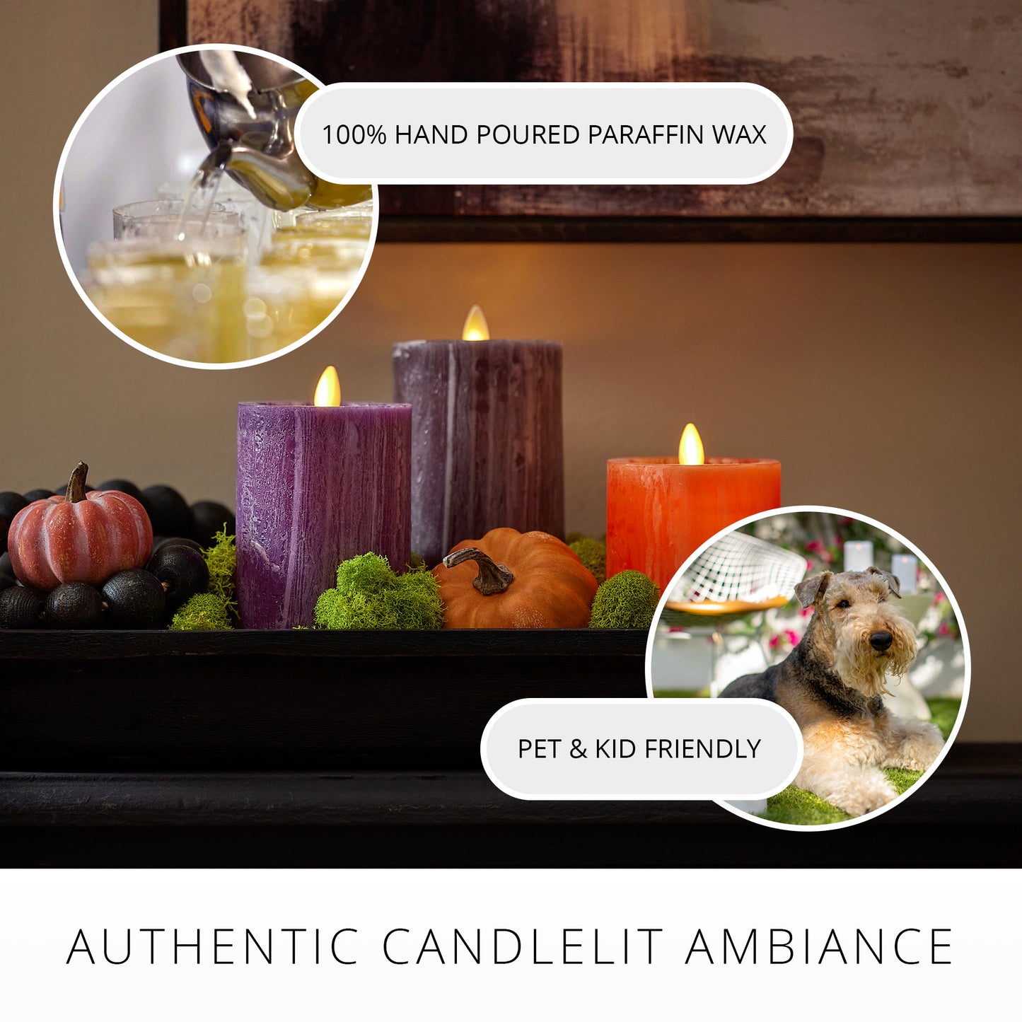 Halloween Selenite Pillars with Remote - Set of 3