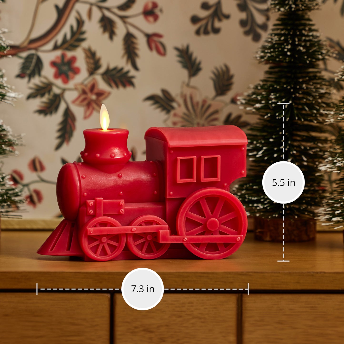 Holiday Red Flameless Candle Holiday Train