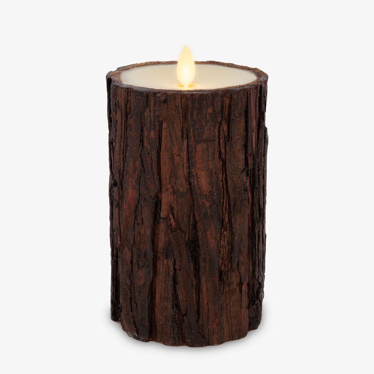 Real Bark Wood Flameless Candle Pillar
