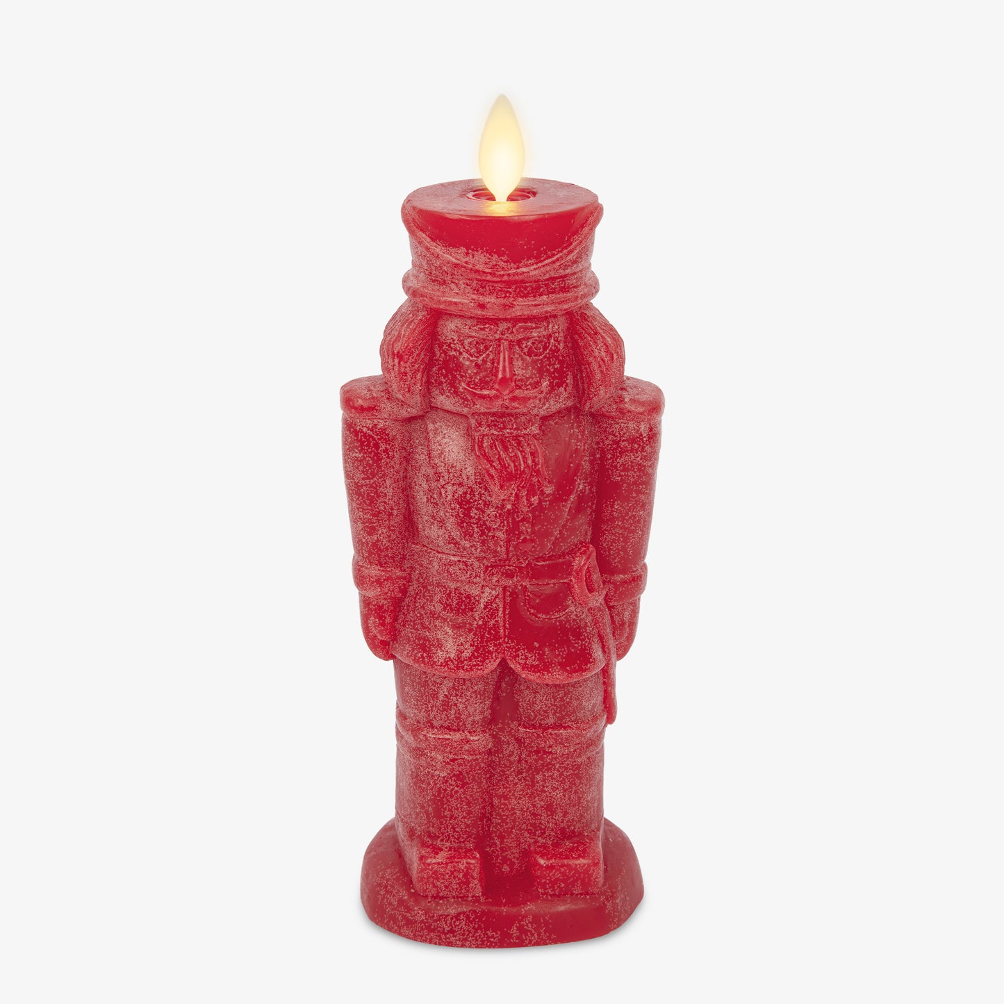 Holiday Red Chalky Flameless Candle Nutcracker