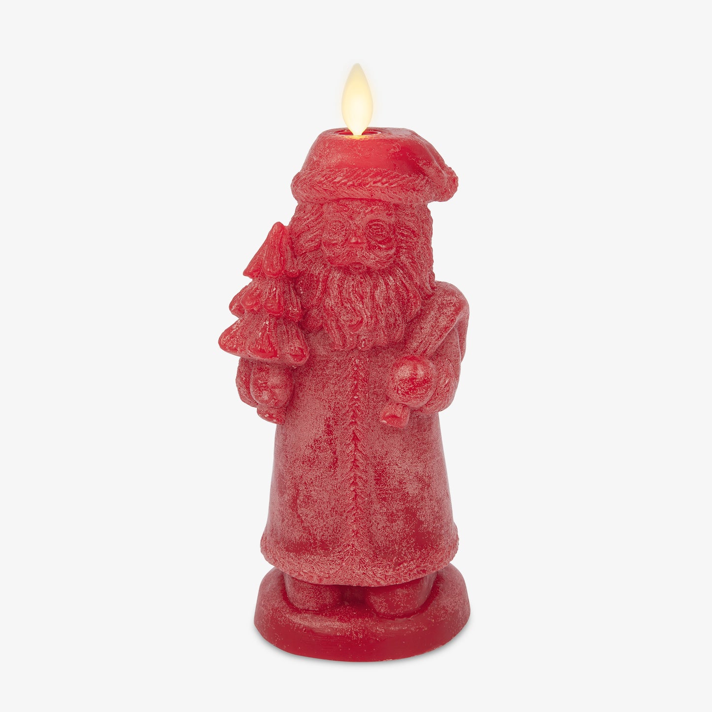 Holiday Red Chalky Flameless Candle Santa