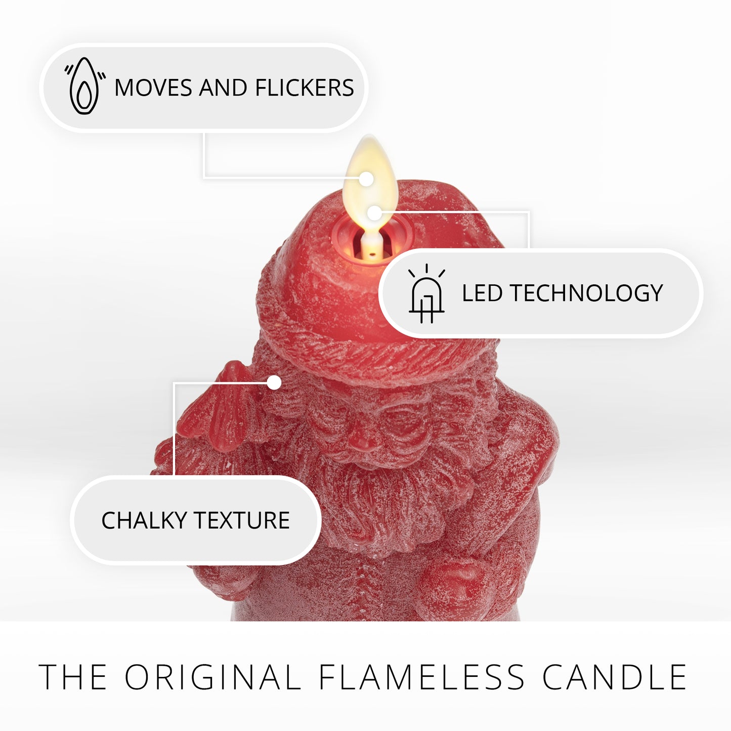 Holiday Red Chalky Flameless Candle Santa