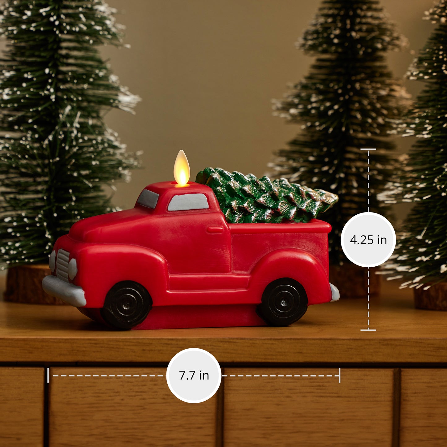 Holiday Red Flameless Candle Holiday Truck