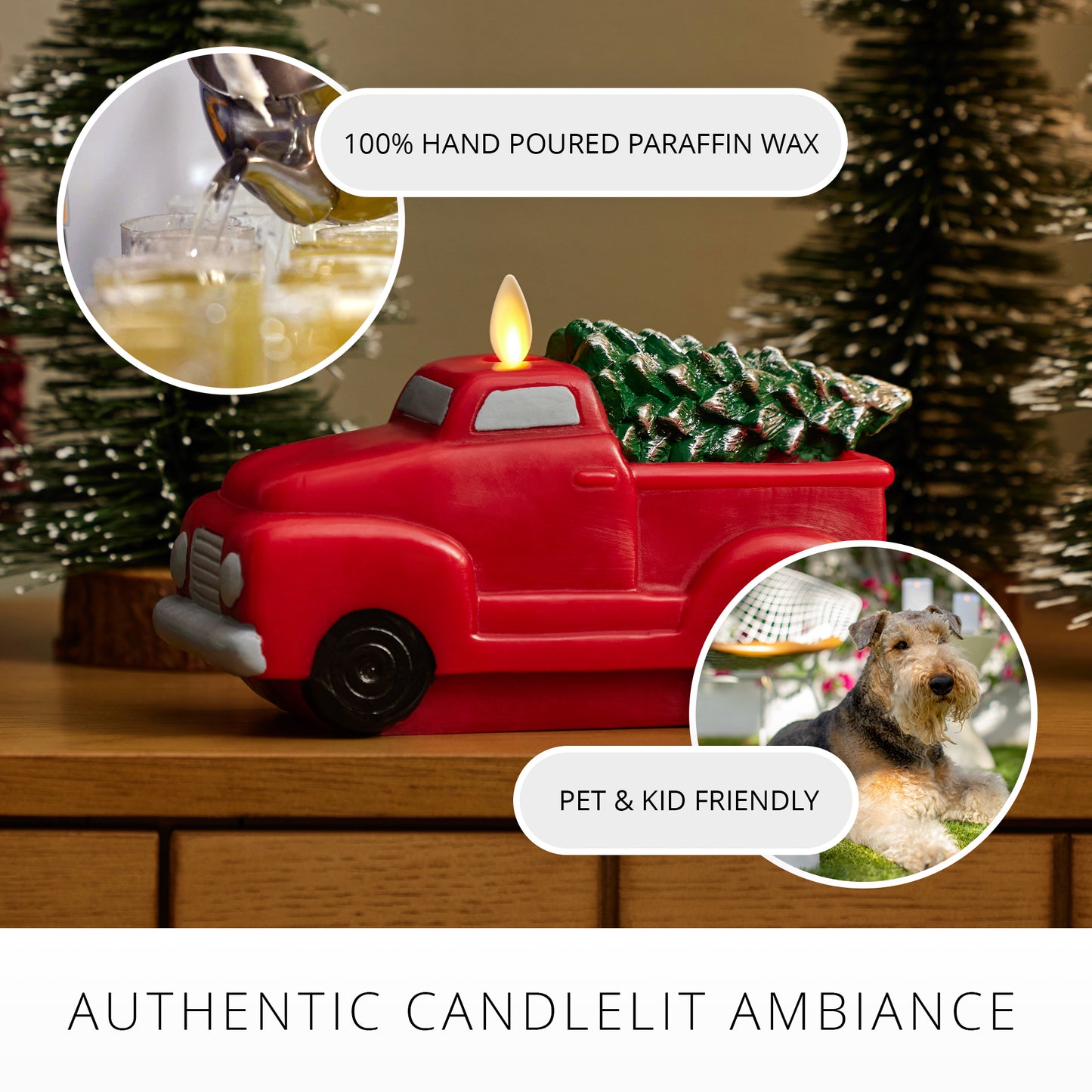 Holiday Red Flameless Candle Holiday Truck