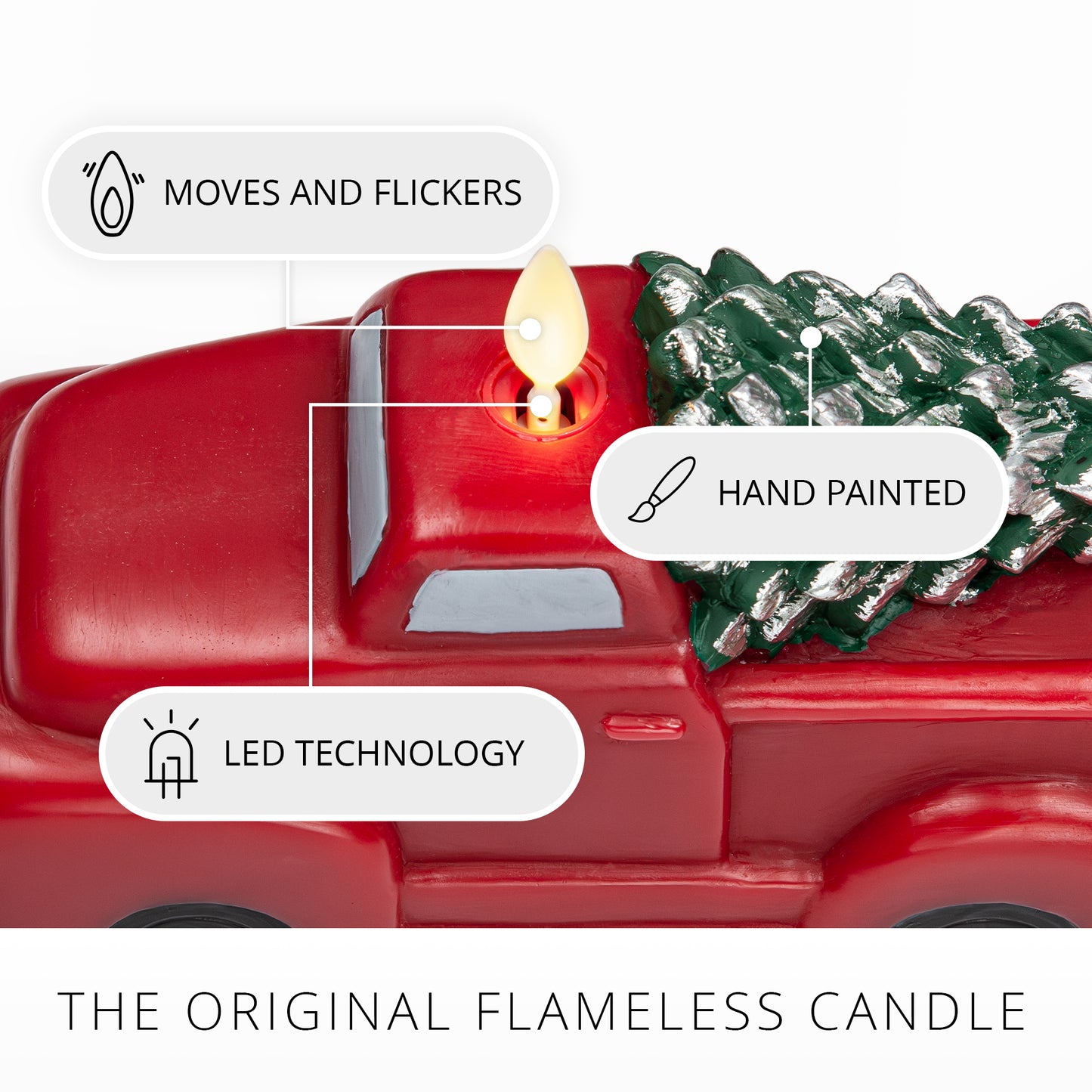 Holiday Red Flameless Candle Holiday Truck