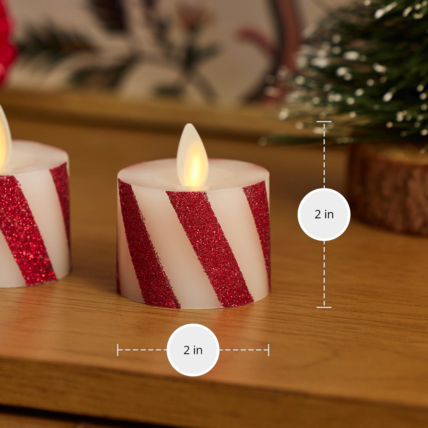 Red Candy Cane Flameless Candle Tealights