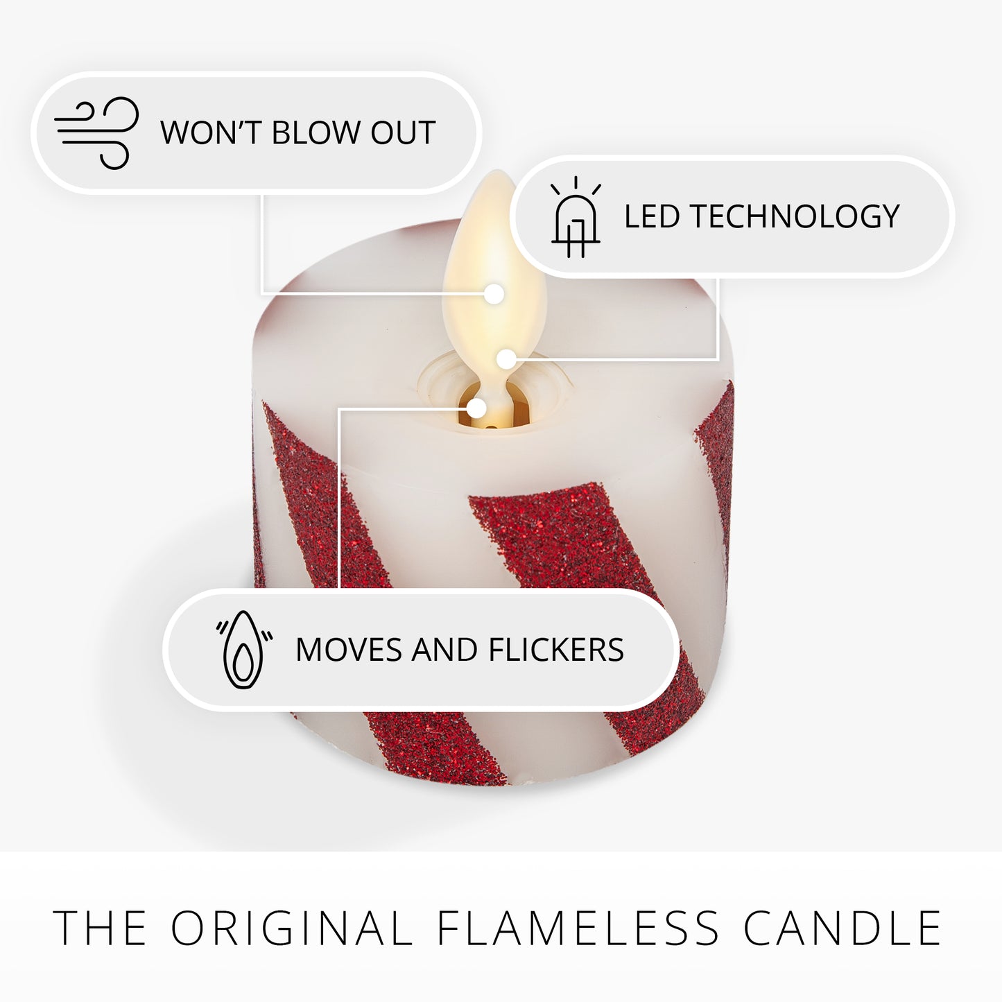 Red Candy Cane Flameless Candle Tealights