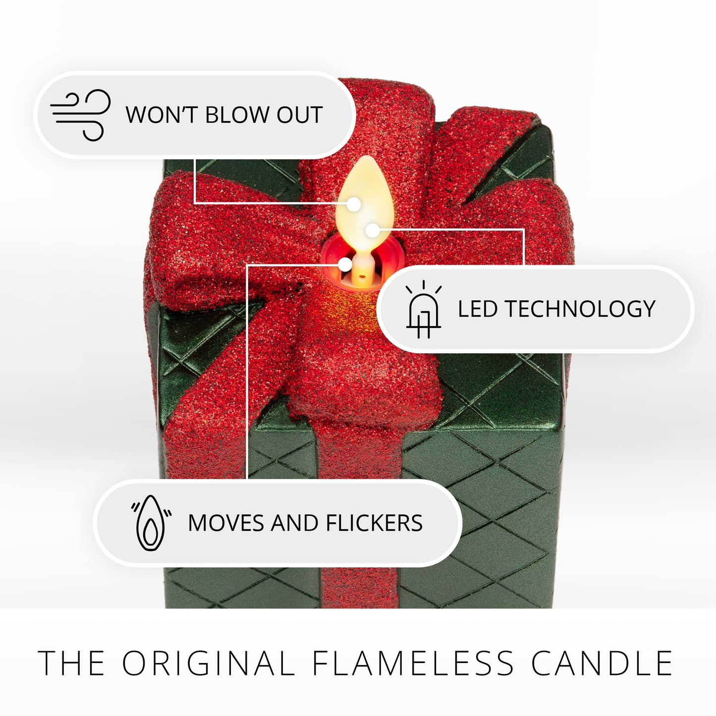 Holiday Green Flameless Candle Gift Box