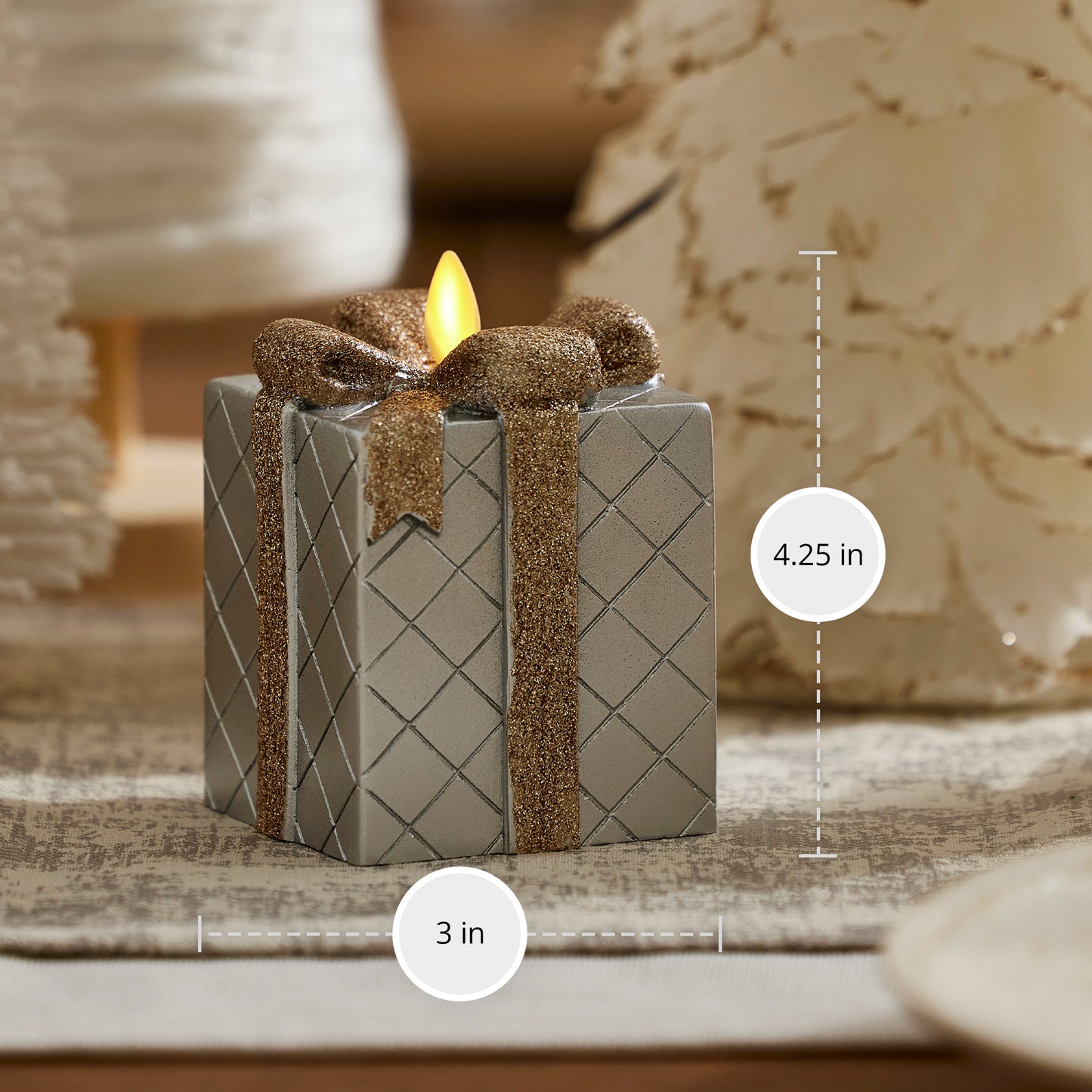 Silver Flameless Candle Gift Box
