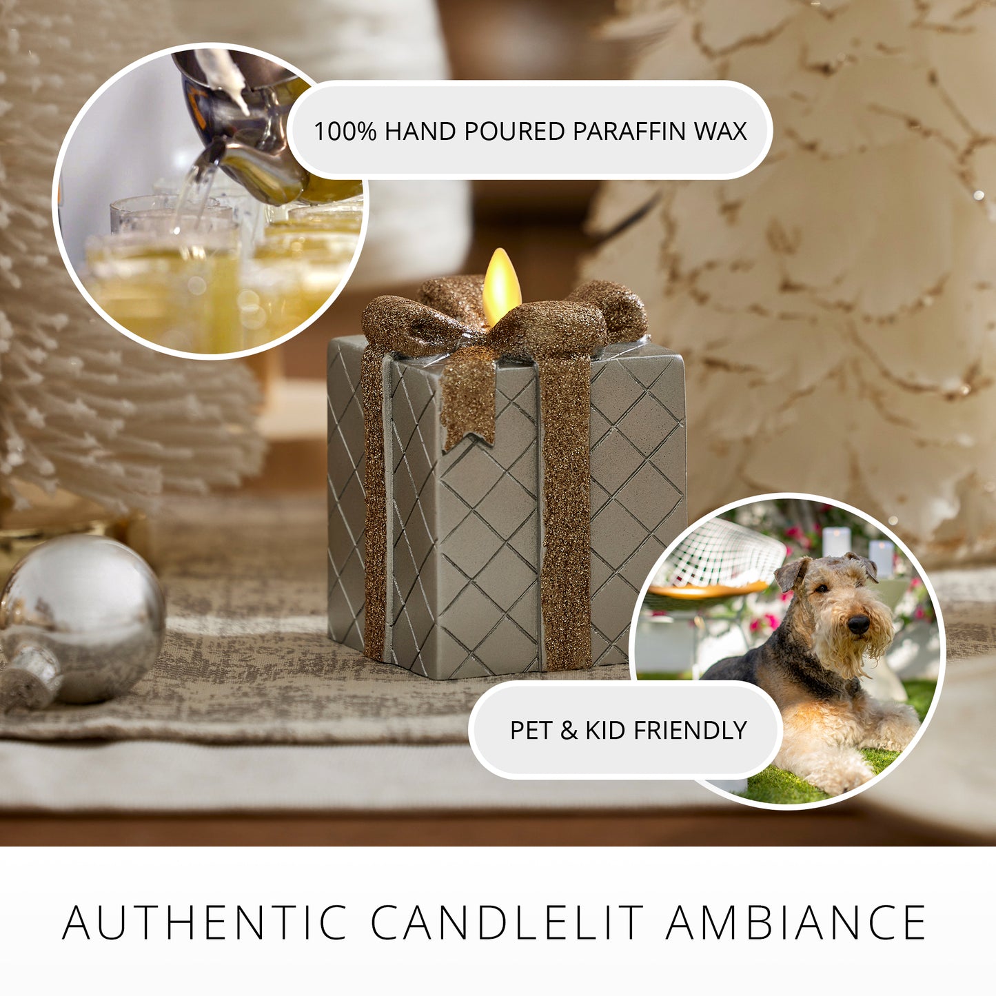 Silver Flameless Candle Gift Box