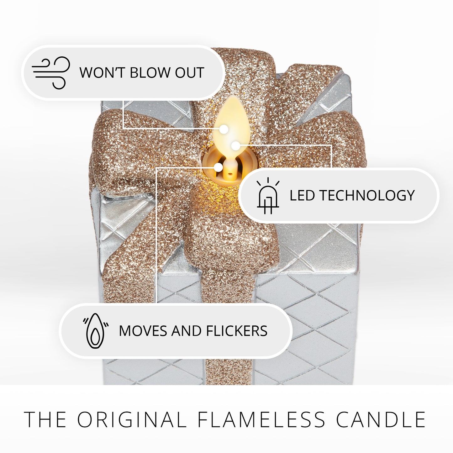 Silver Flameless Candle Gift Box