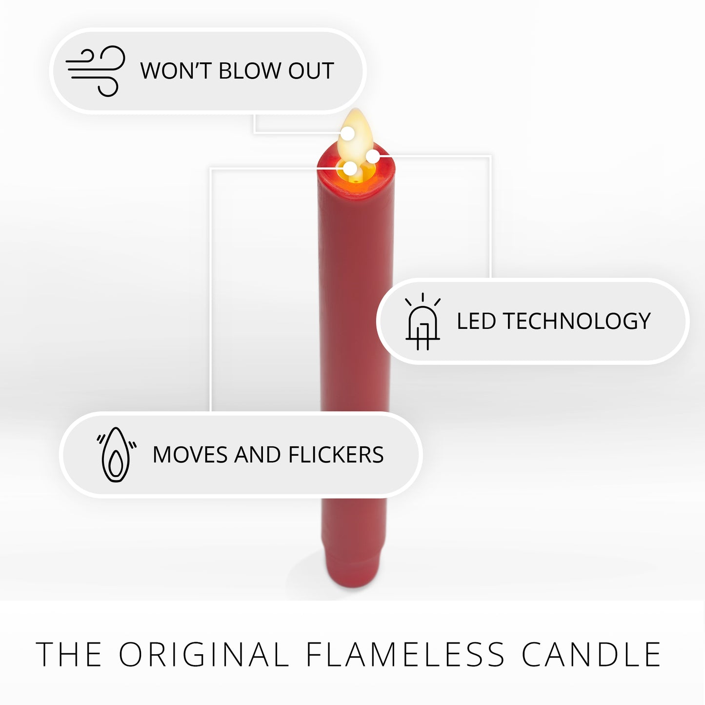 Holiday Red Flameless Candle Taper