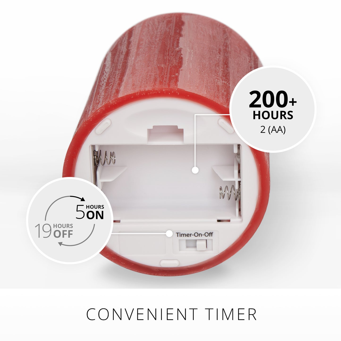 Holiday Red Selenite Flameless Candle Pillar