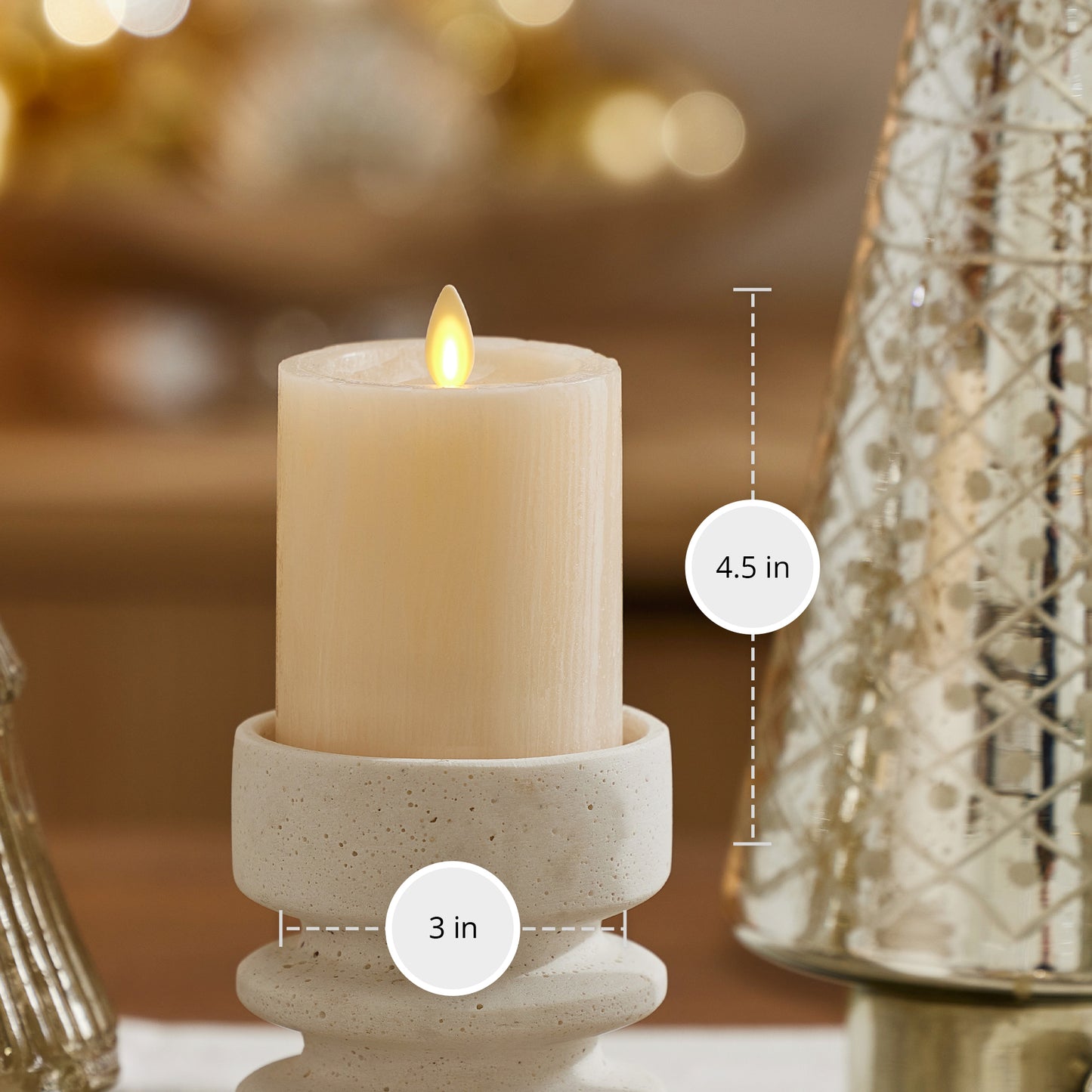 White Swan Selenite Flameless Candle Pillar