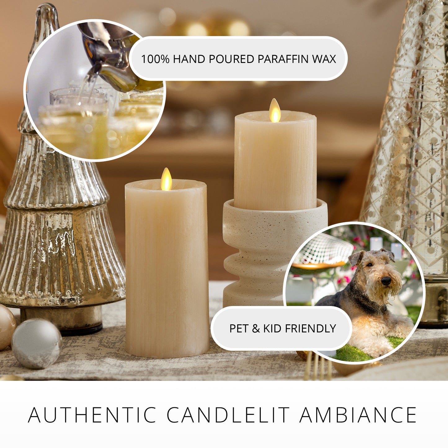 White Swan Selenite Flameless Candle Pillar