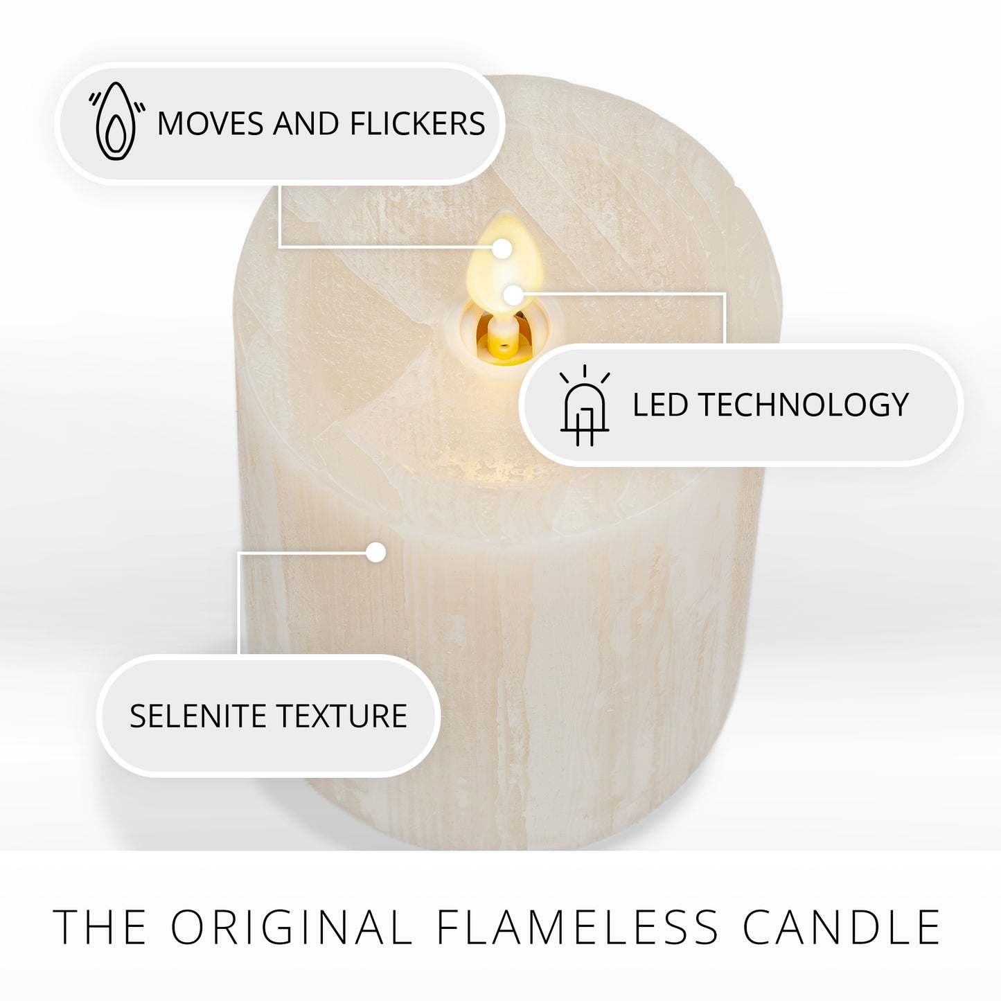 White Swan Selenite Flameless Candle Pillar