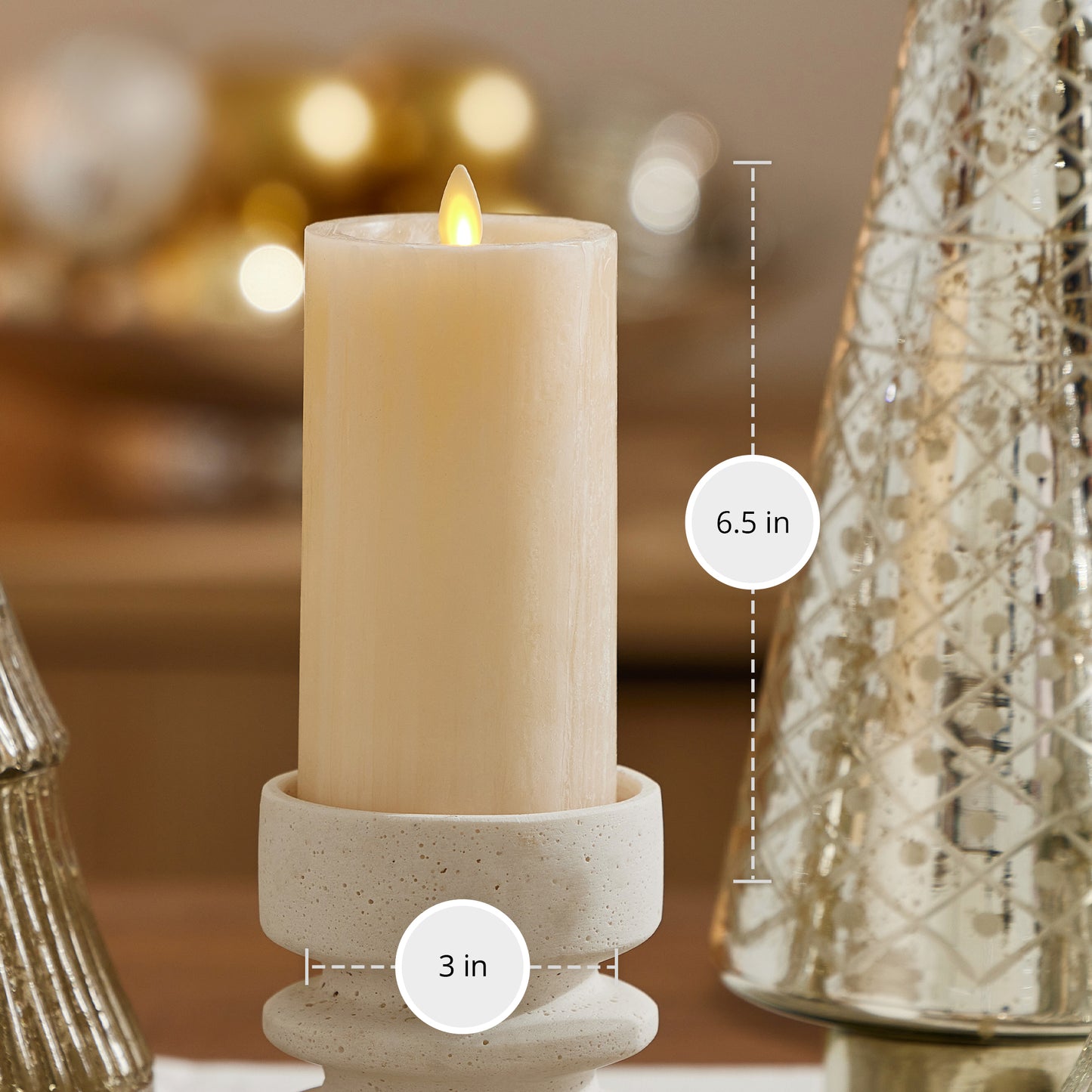 White Swan Selenite Flameless Candle Pillar