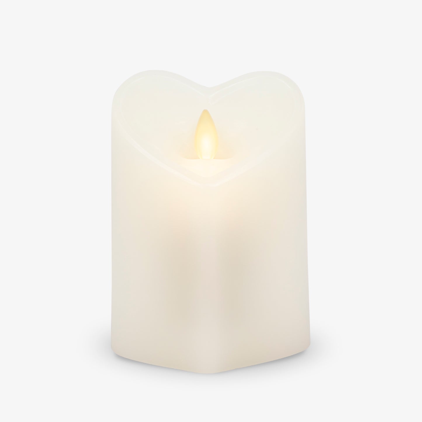 White Flameless Candle Heart Pillar