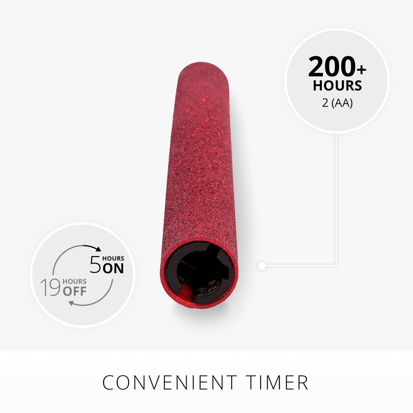 Holiday Red Glitter Flameless Candle Taper