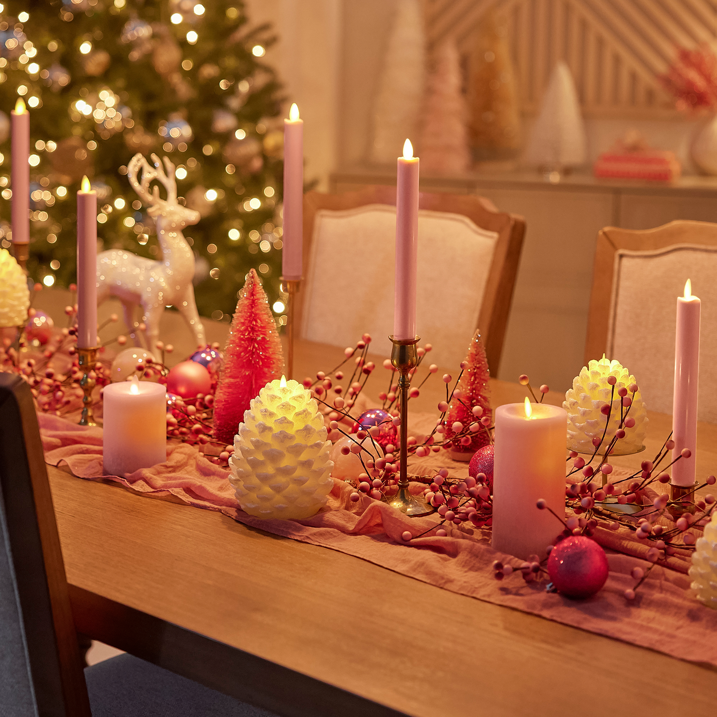 Rose Tan Flameless Candle Tapers - Set of 2