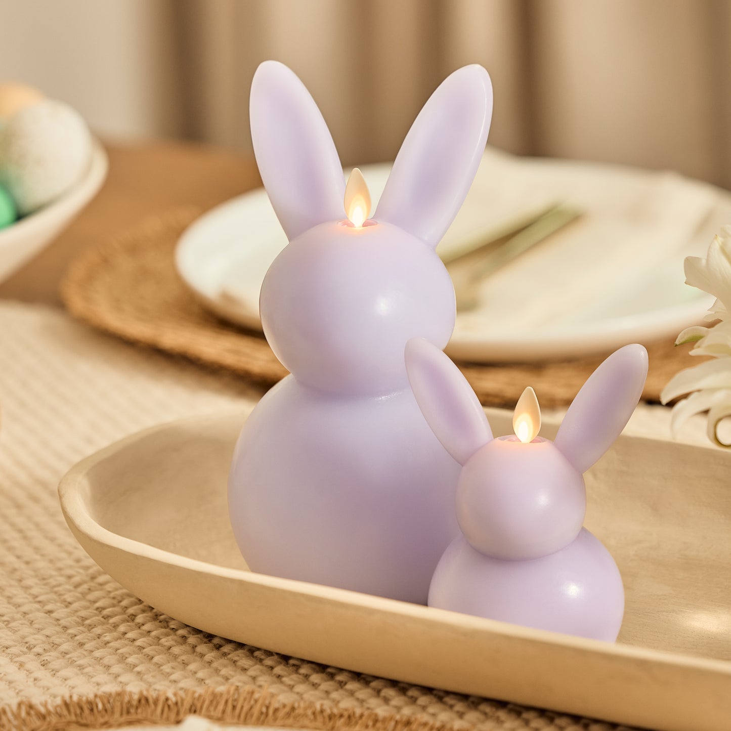 Gentle Lavender Flameless Candle Easter Bunny Rabbit
