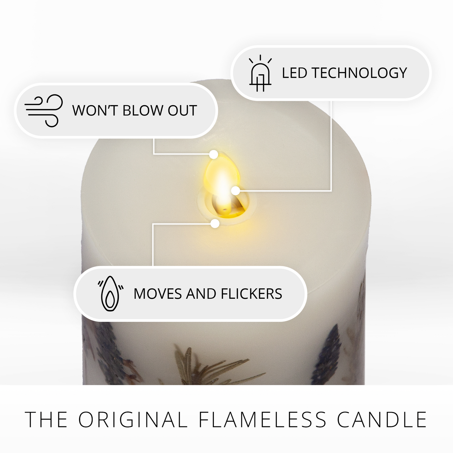 Flameless Embedded Lavender & Rosemary Candle Pillar - Recessed Top