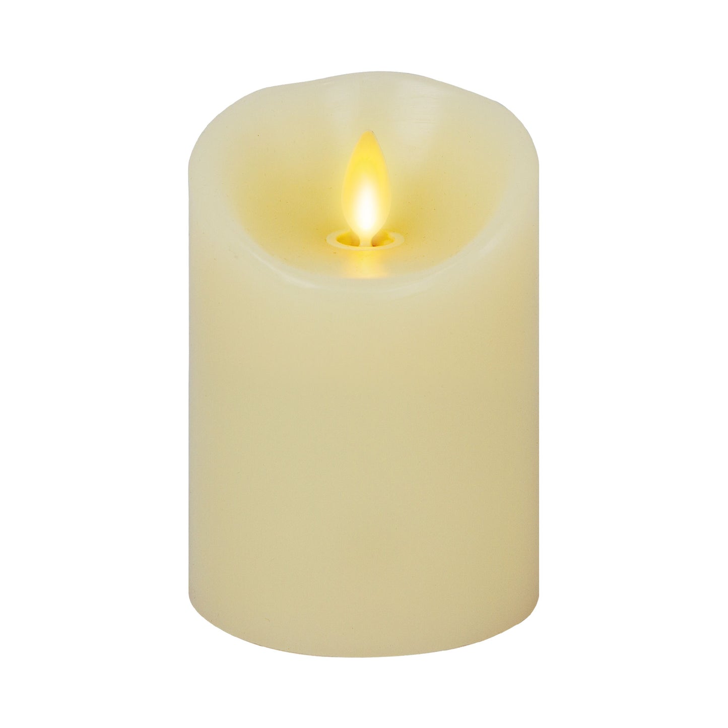 Ivory Flameless Candle Pillar -Scallop Top - 4" Width