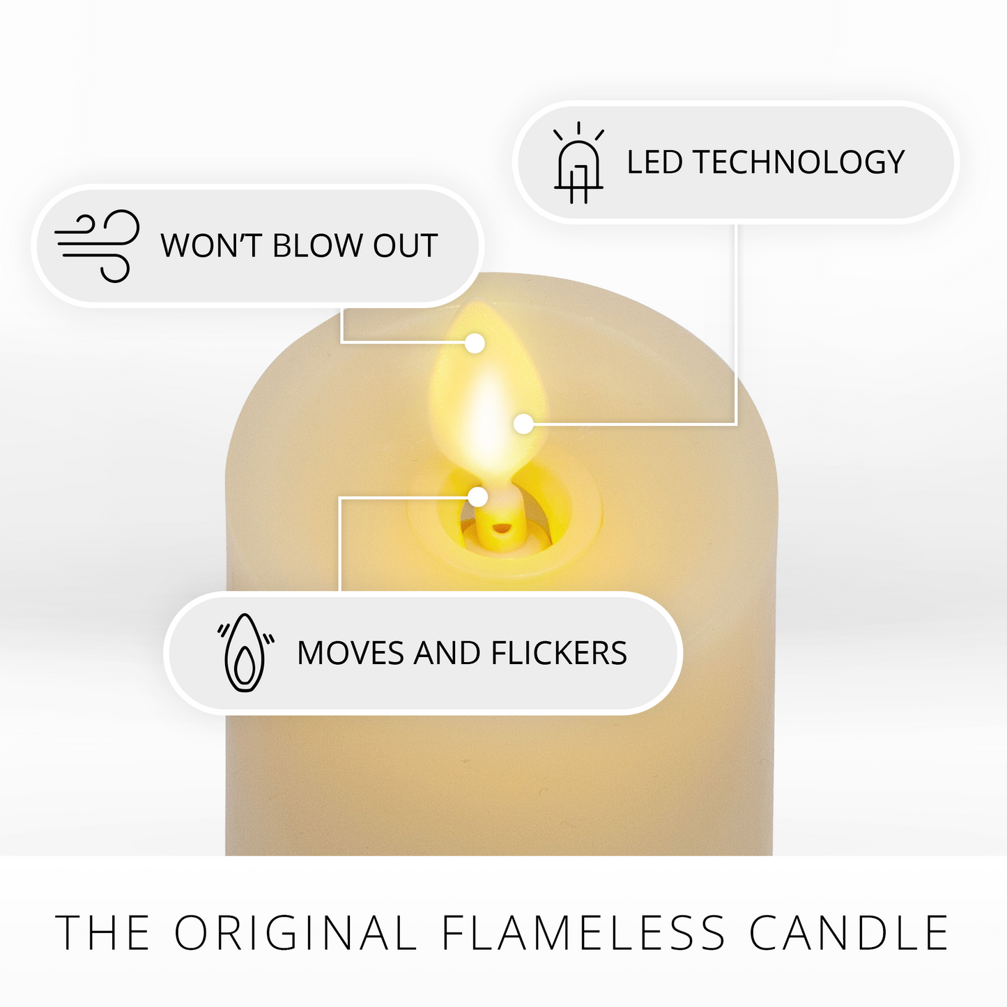 An image of Luminara's flameless ivory thin candle