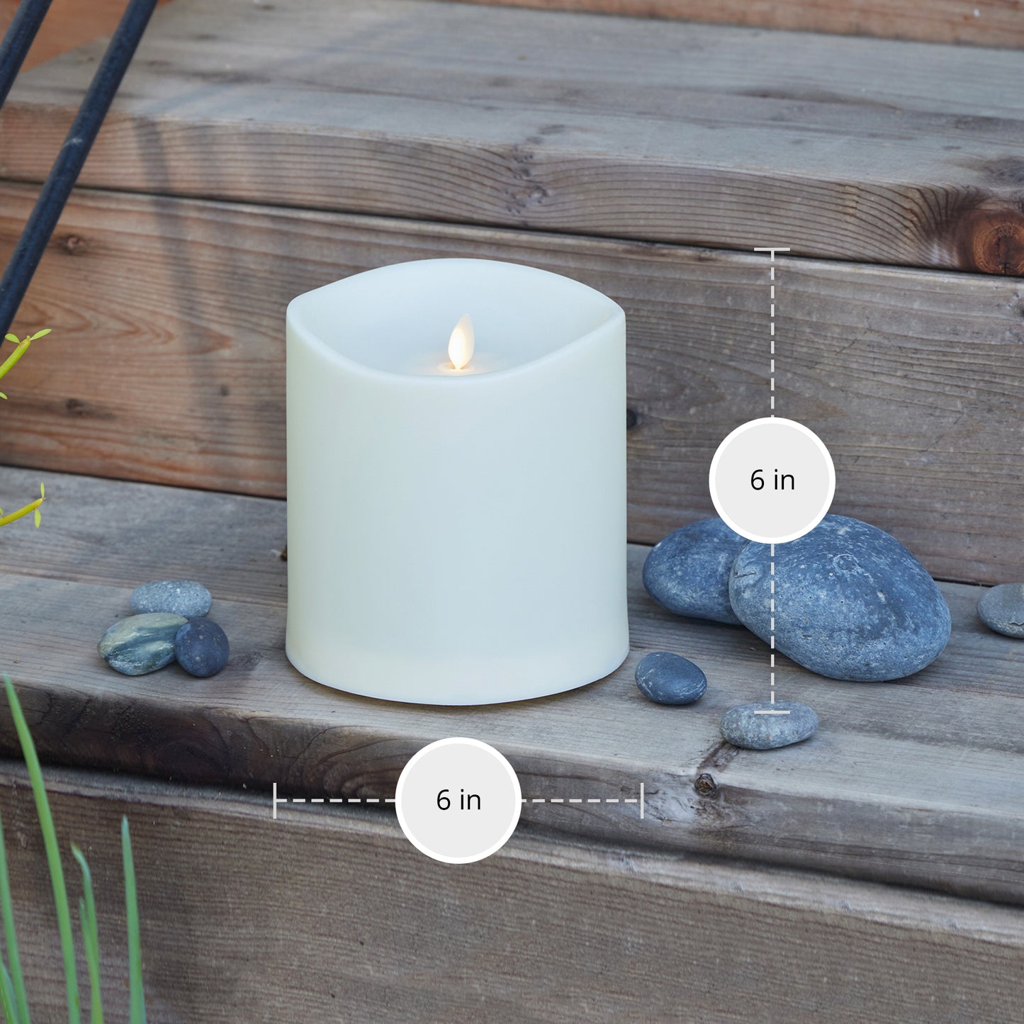 Pearl Ivory Outdoor Flameless Candle Grand Pillar with Remote - Melted Top
