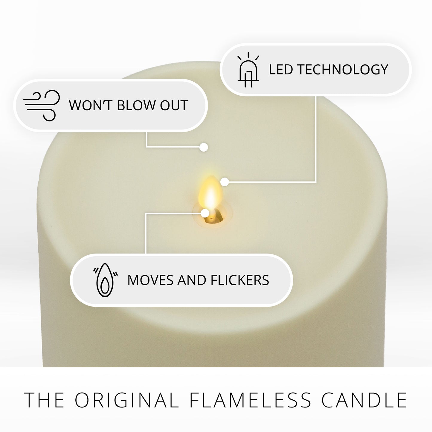 Pearl Ivory Outdoor Flameless Candle Grand Pillar with Remote - Melted Top