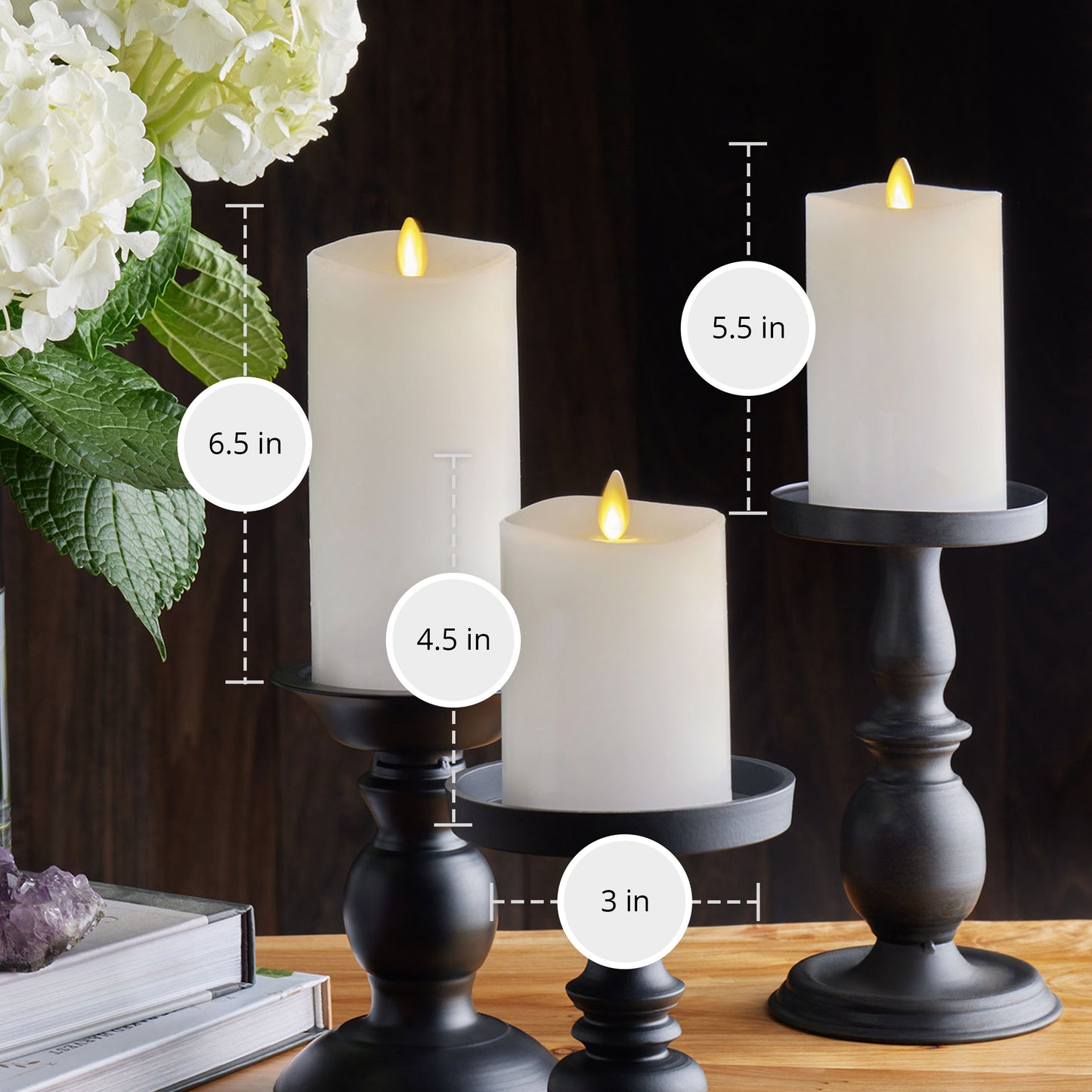 an image of Luminara's set of 3 flameless candles