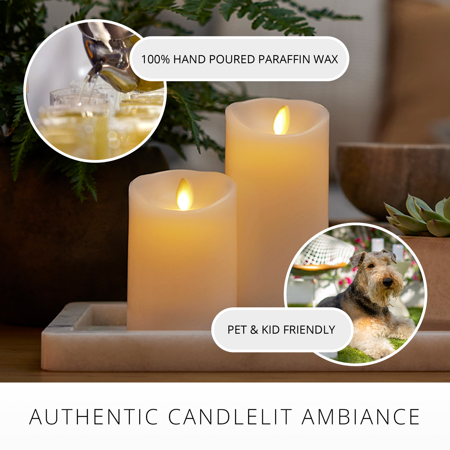 Flameless Color Changing Candle Pillar with Remote - Scallop Top - 3" Width