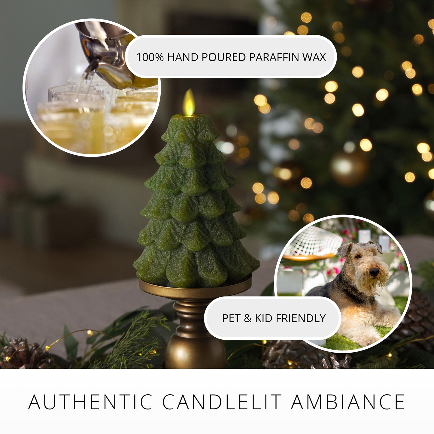 Chalky Green Holiday Tree Flameless Candle