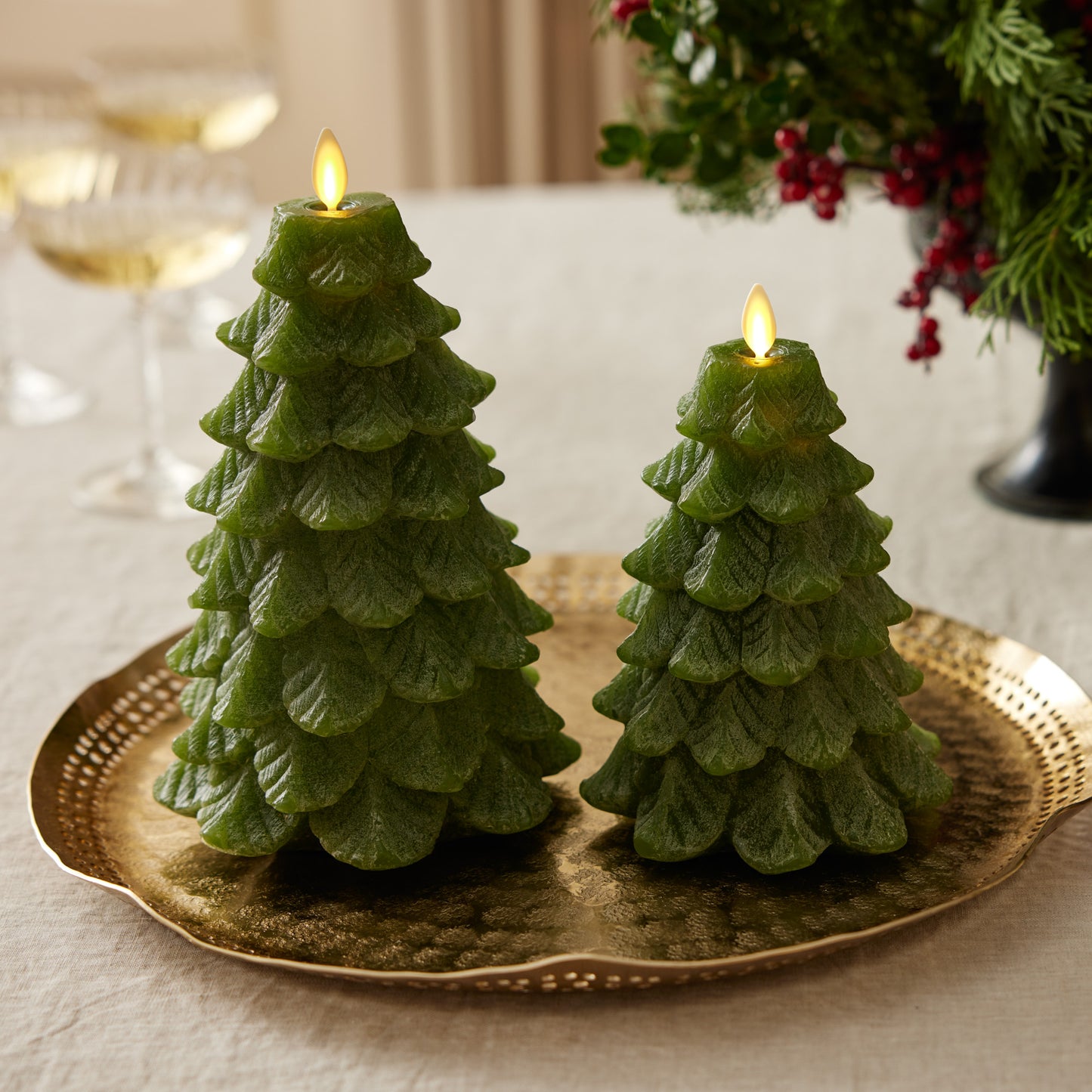 Chalky Green Holiday Tree Flameless Candle