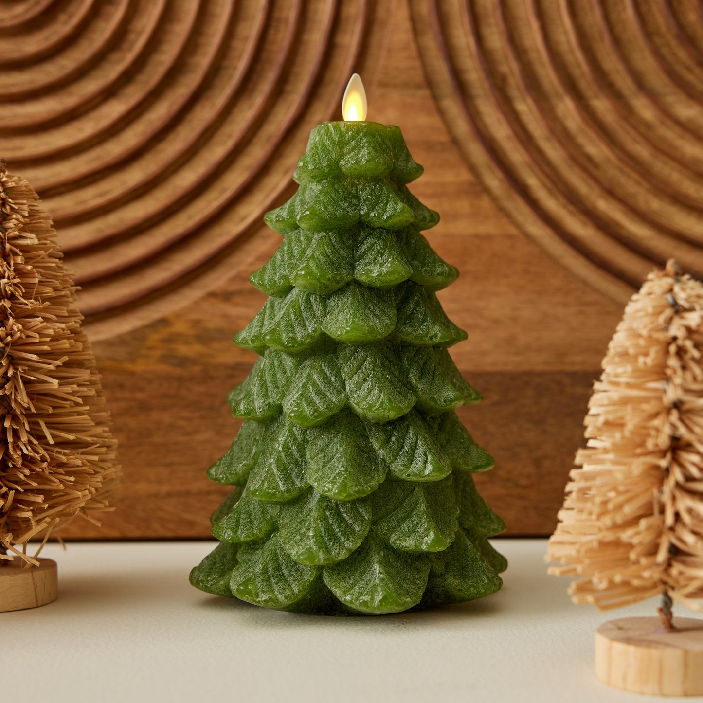 Chalky Green Holiday Tree Flameless Candle