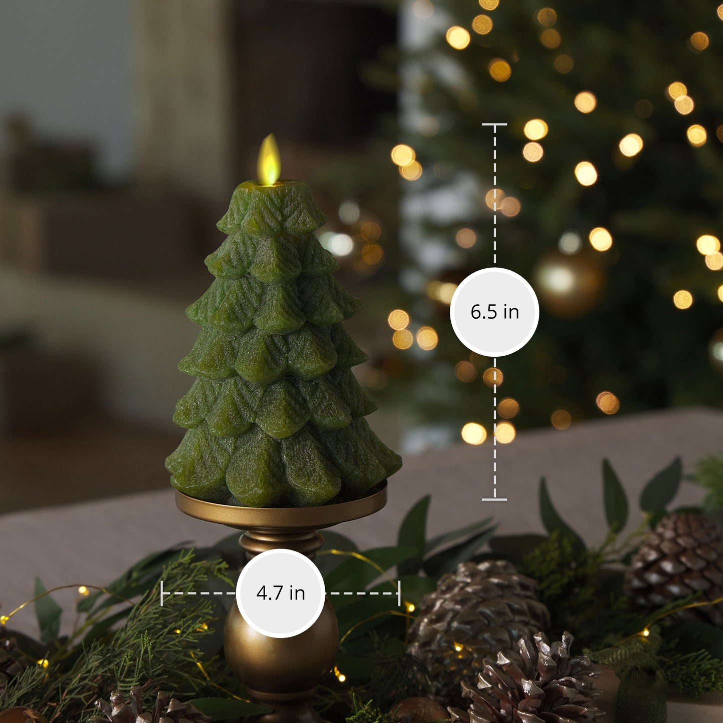Chalky Green Holiday Tree Flameless Candle