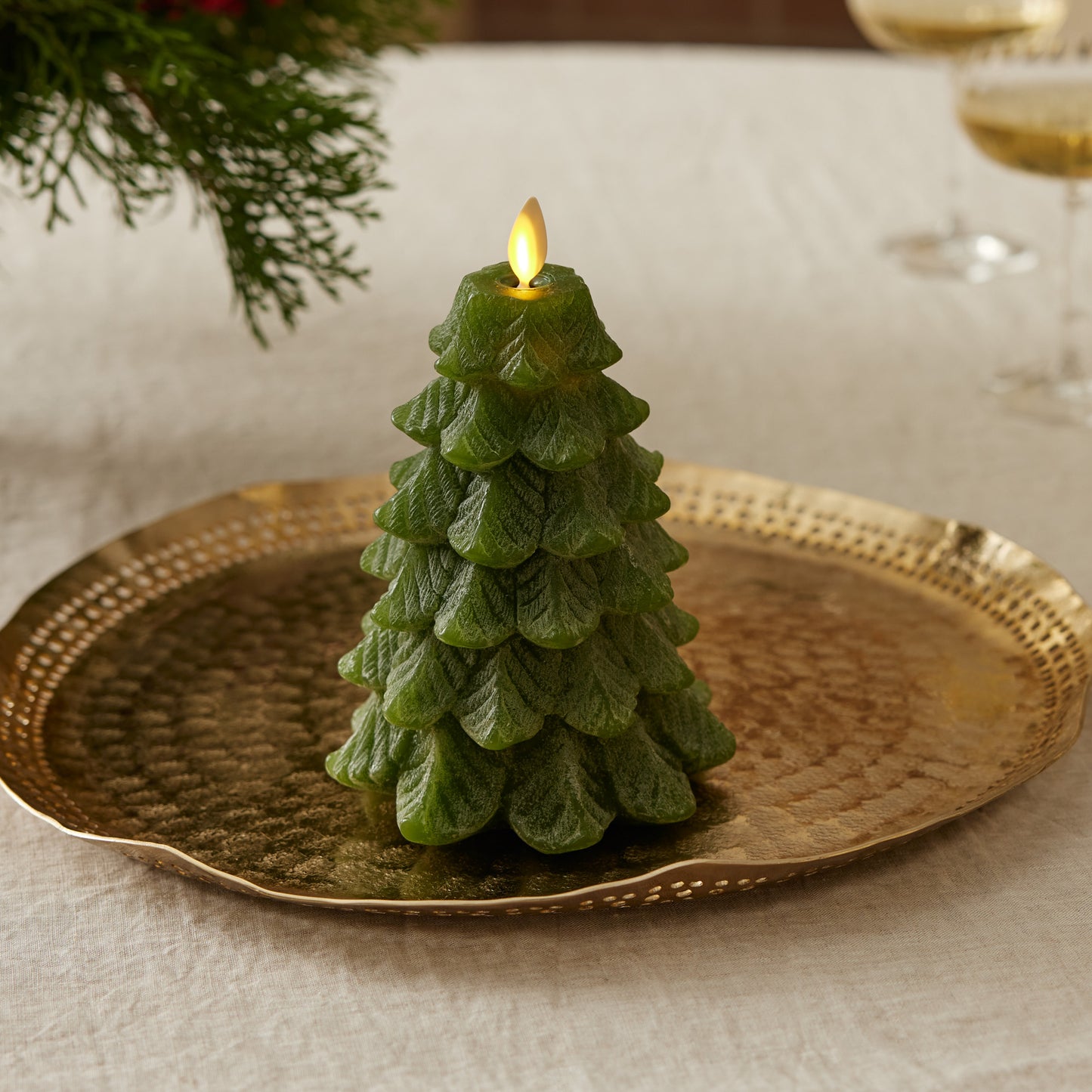 Chalky Green Holiday Tree Flameless Candle