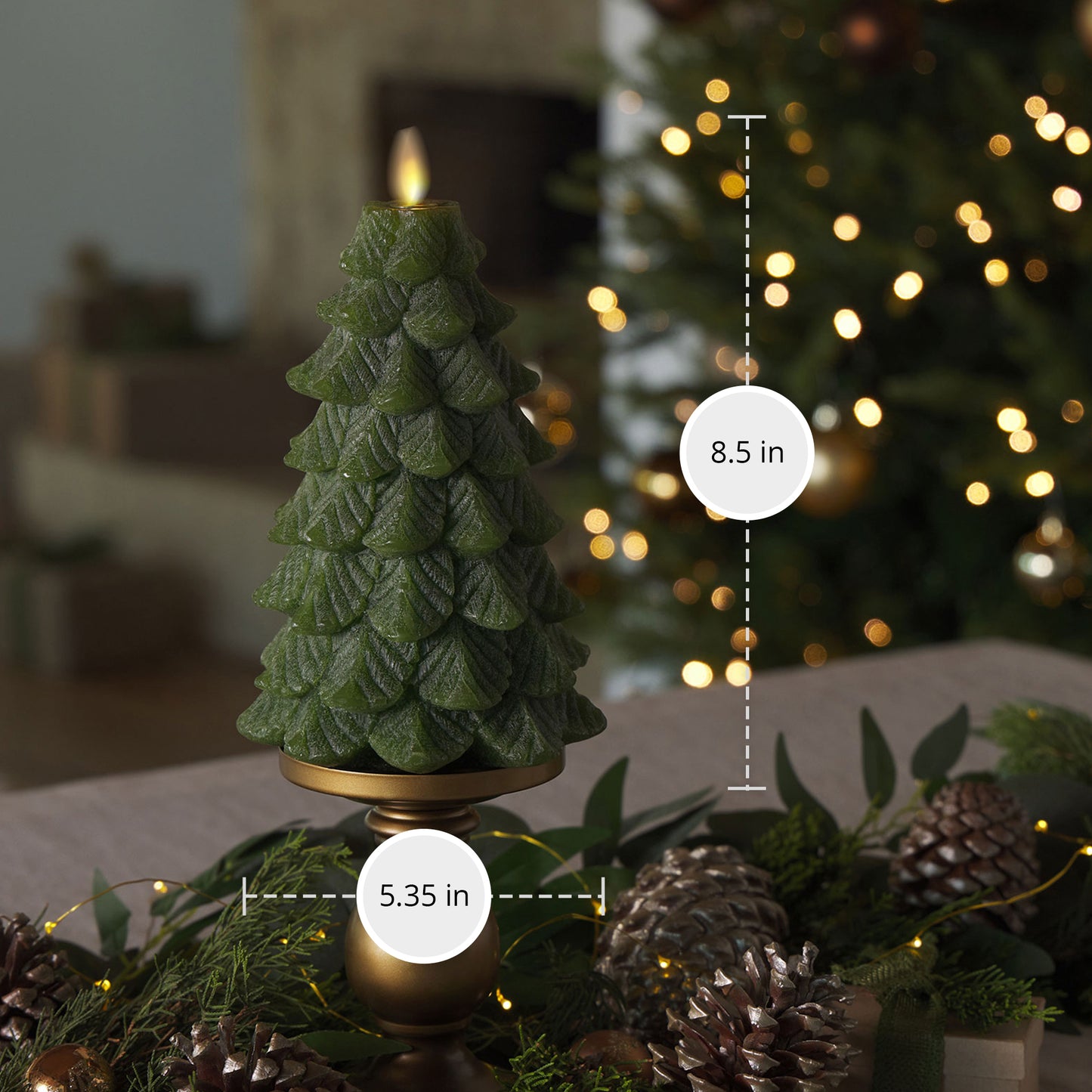 Chalky Green Holiday Tree Flameless Candle