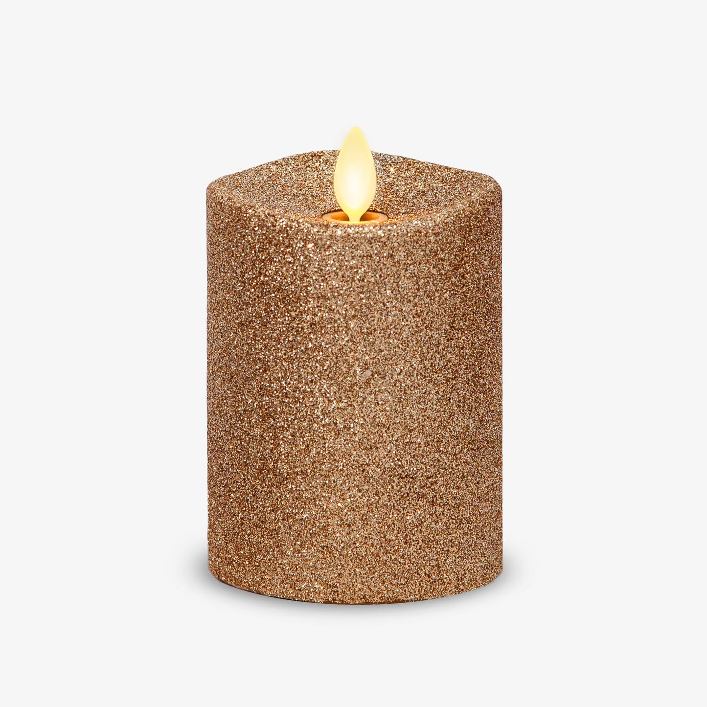 Gold Glitter Flameless Candle Pillar