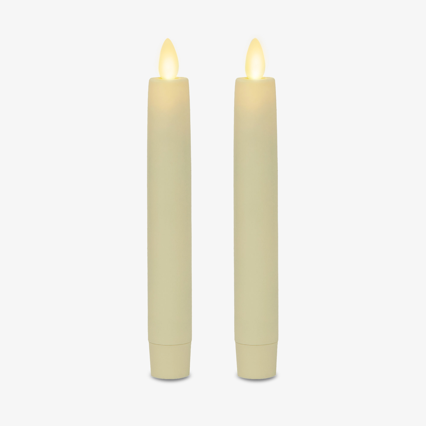 Ivory Flameless Candle Tapers - Flat Top - 6.75" Height - Set of 2