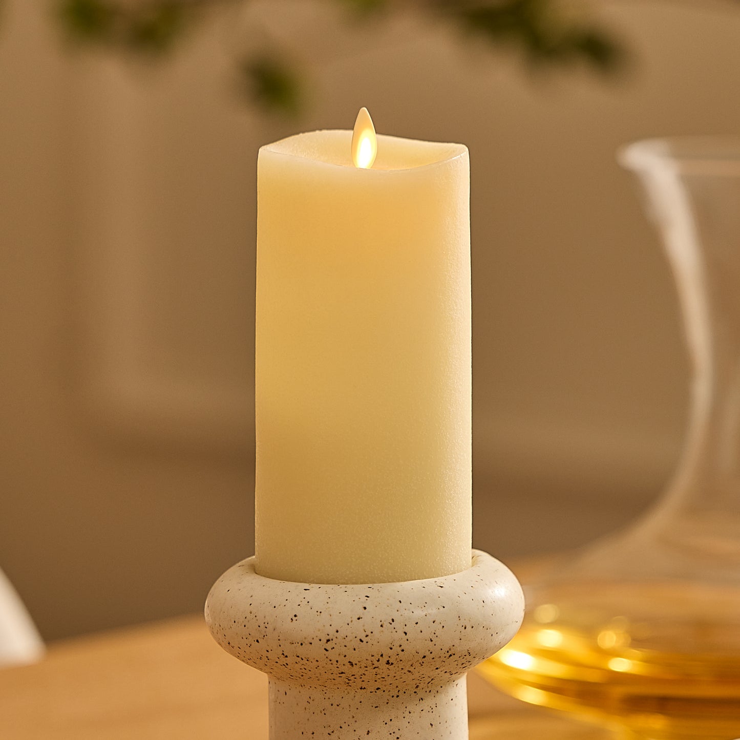 Chalky Ivory Flameless Candle Pillar